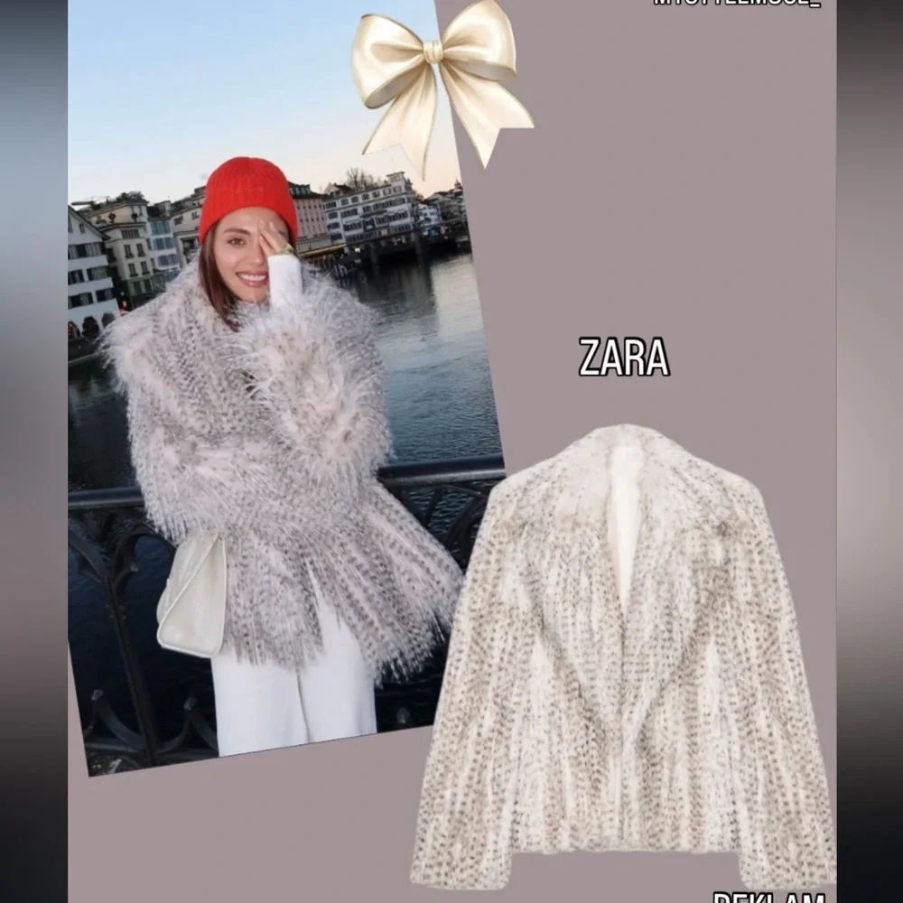ZARA SHORT FAUX FUR COAT - Picture 13 of 16